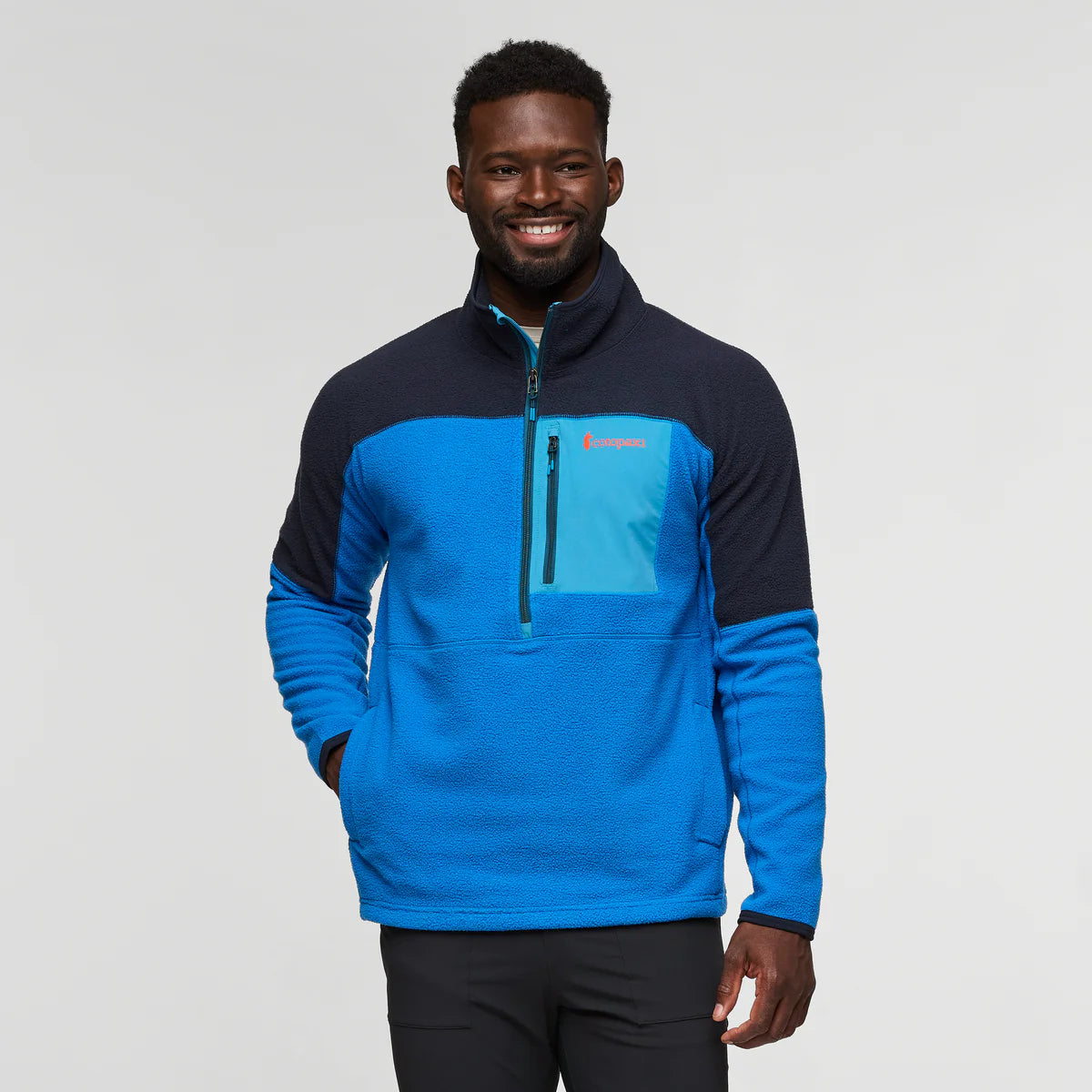 Polar Męski Abrazo Fleece Half-Zip Jacket, Carbon and Atlantic