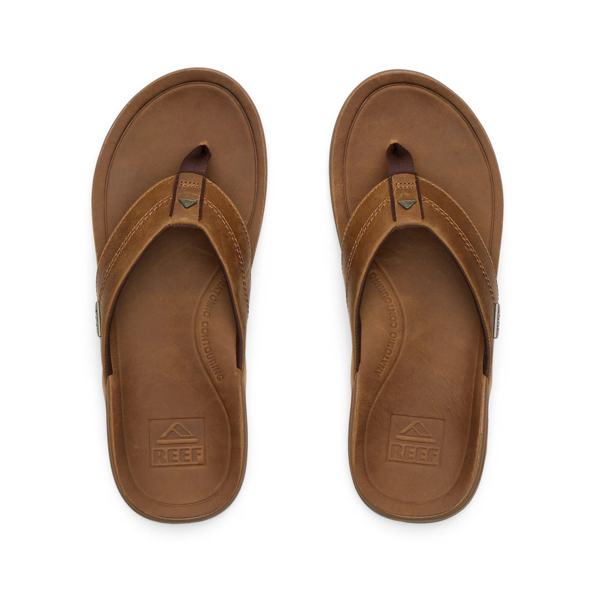 Klapki Męskie Leather Offshore, Bronze/Brown