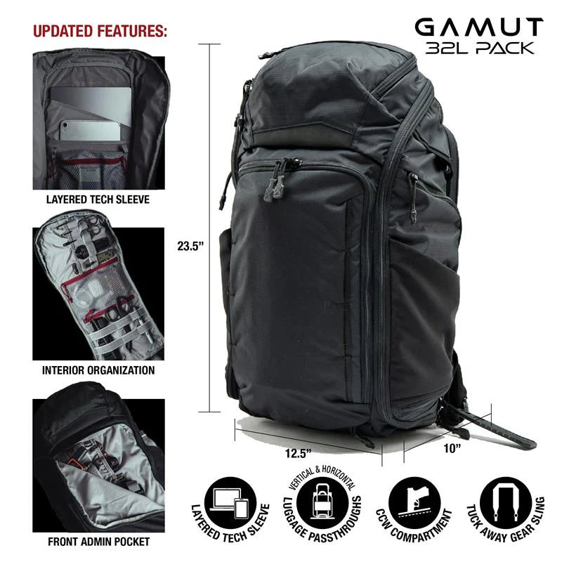 Vertx, plecak Gamut 32l EDC/CCW Long Walks Pack X,  czarny