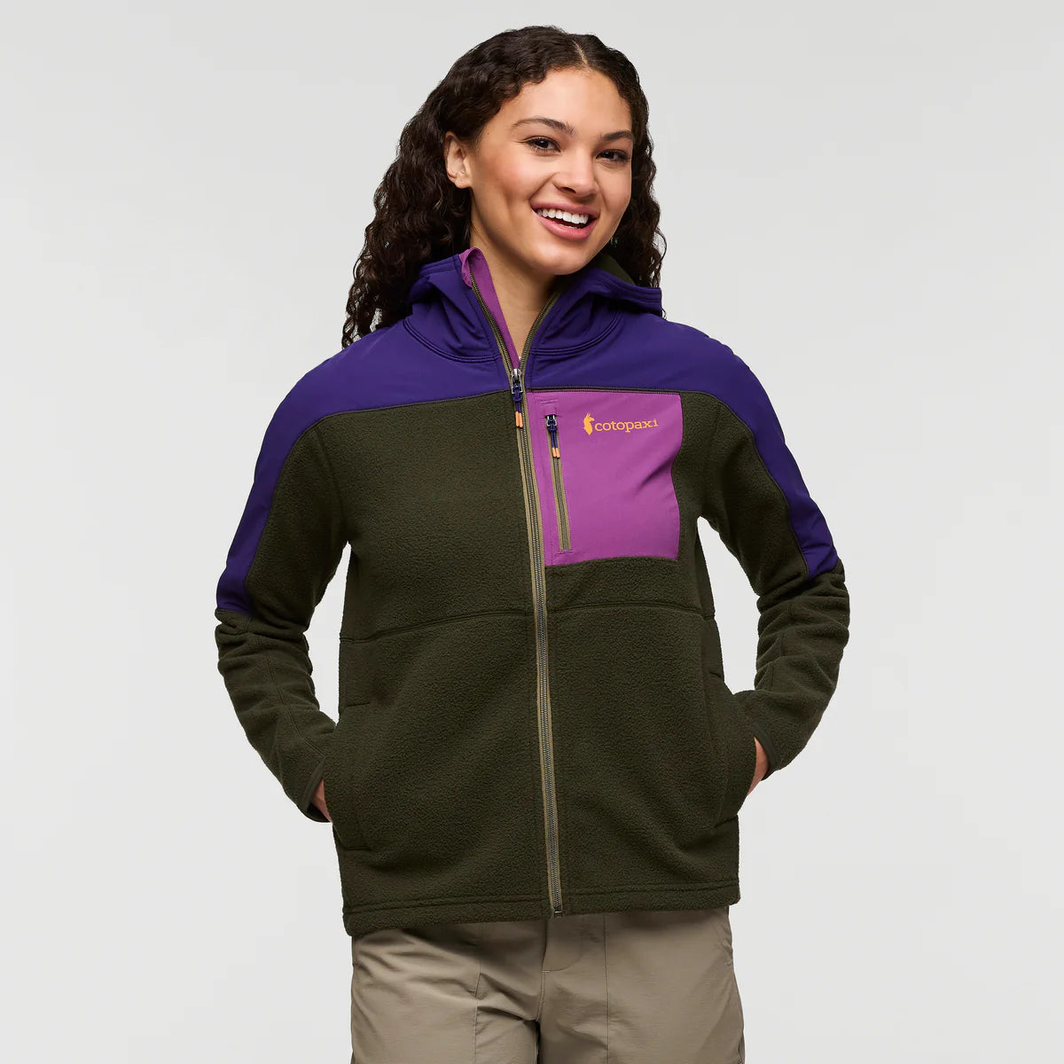 Damska Bluza Abrazo Fleece Full-Zip Jacket, Black Violet and Woods