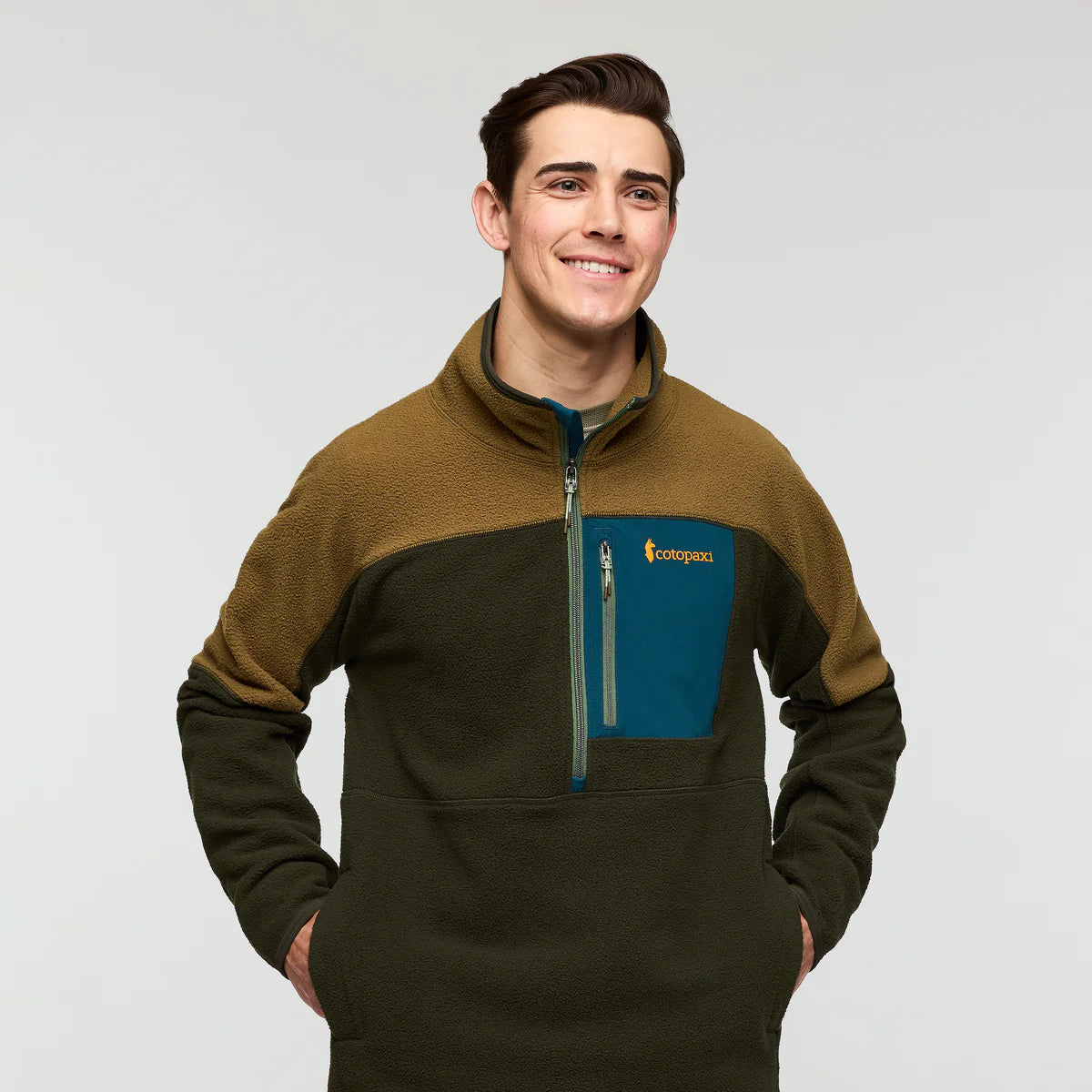 Polar Męski Abrazo Fleece Half-Zip Jacket, Live Oak and Woods