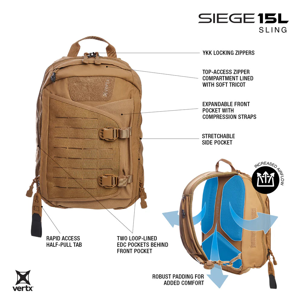 Vertx, plecak taktyczny Siege 15l Sling EDC, szary