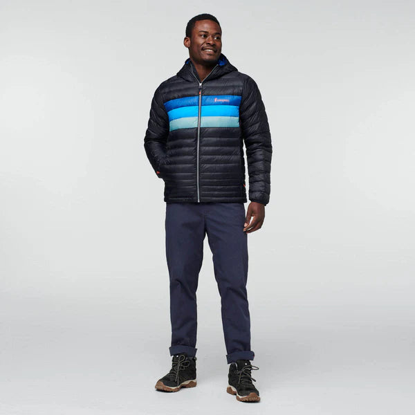 Kurtka Męska Fuego Down Hooded Jacket, Black/ Pacific Stripes