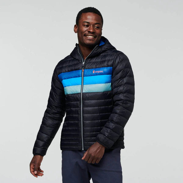 Kurtka Męska Fuego Down Hooded Jacket, Black/ Pacific Stripes