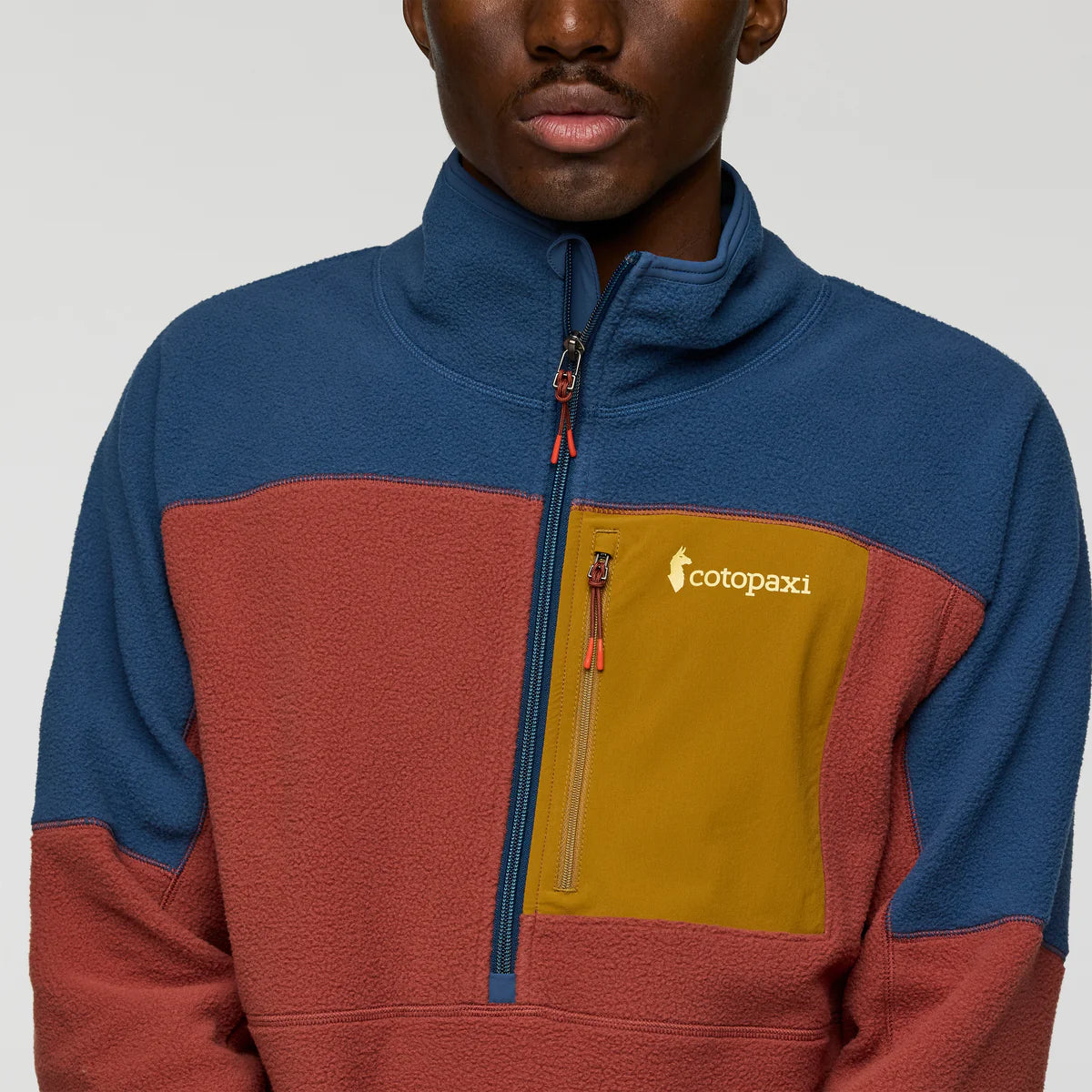 Polar Męski Abrazo Fleece Half-Zip Jacket, Deep Sea and Nutmeg