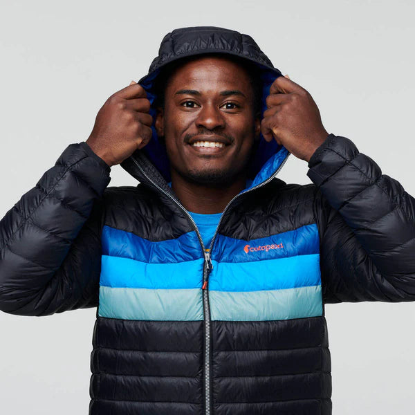 Kurtka Męska Fuego Down Hooded Jacket, Black/ Pacific Stripes