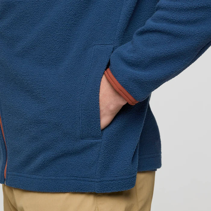 Polar Męski Abrazo Fleece Full-Zip Jacket, Nutmeg and Deep Sea