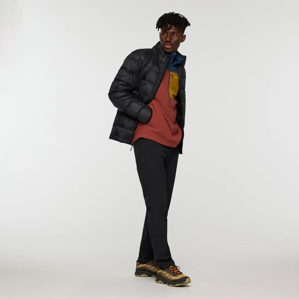 Polar Męski Abrazo Fleece Half-Zip Jacket, Deep Sea and Nutmeg