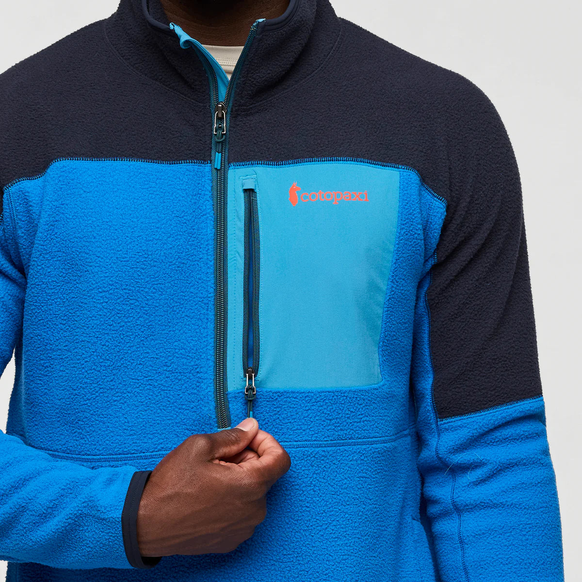 Polar Męski Abrazo Fleece Half-Zip Jacket, Carbon and Atlantic