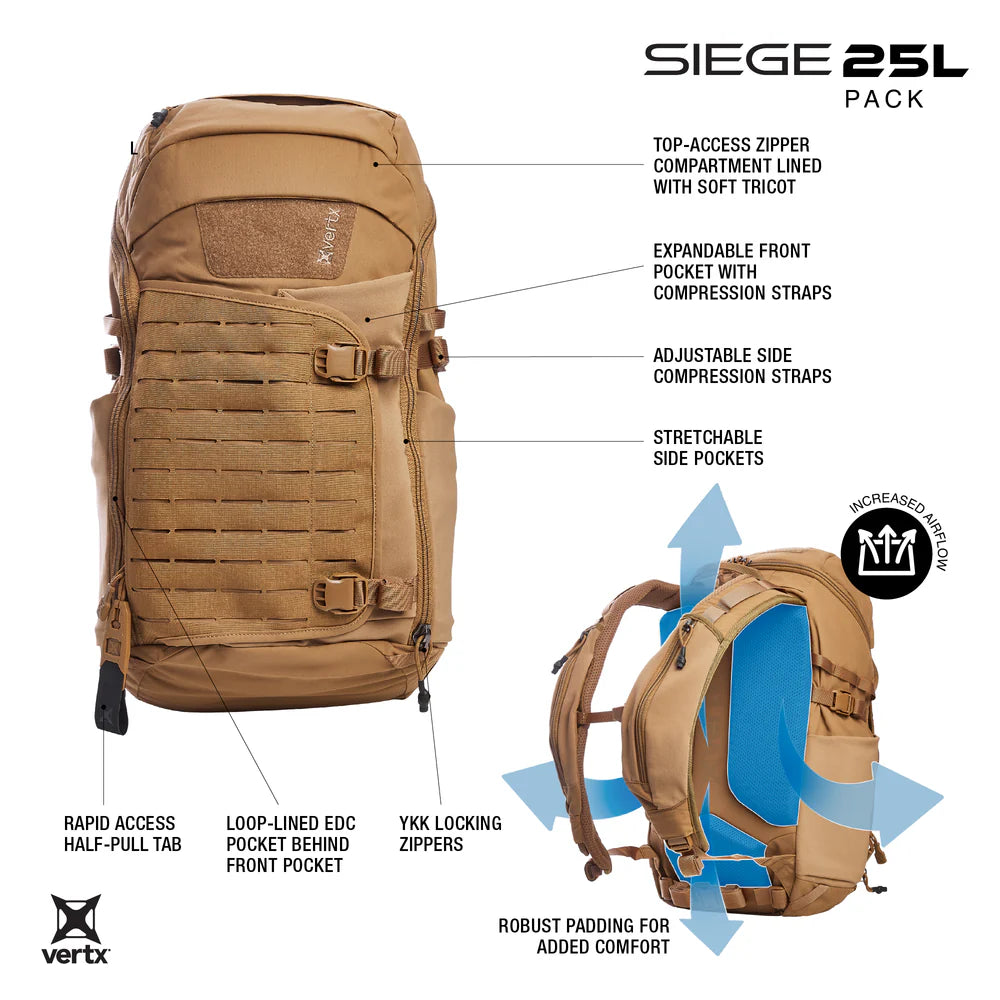 Vertx, plecak taktyczny Siege 25l Pack EDC/CCW, szary