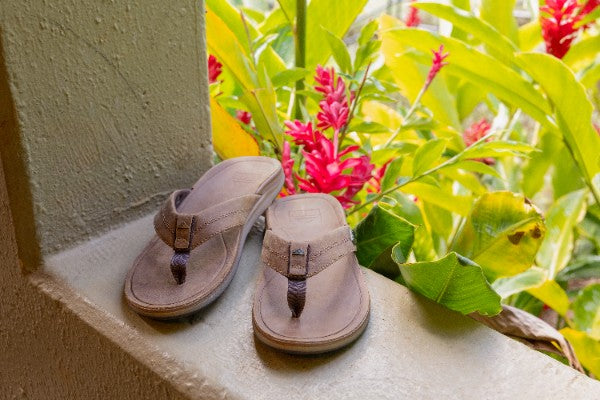 Klapki Męskie Leather Offshore, Bronze/Brown