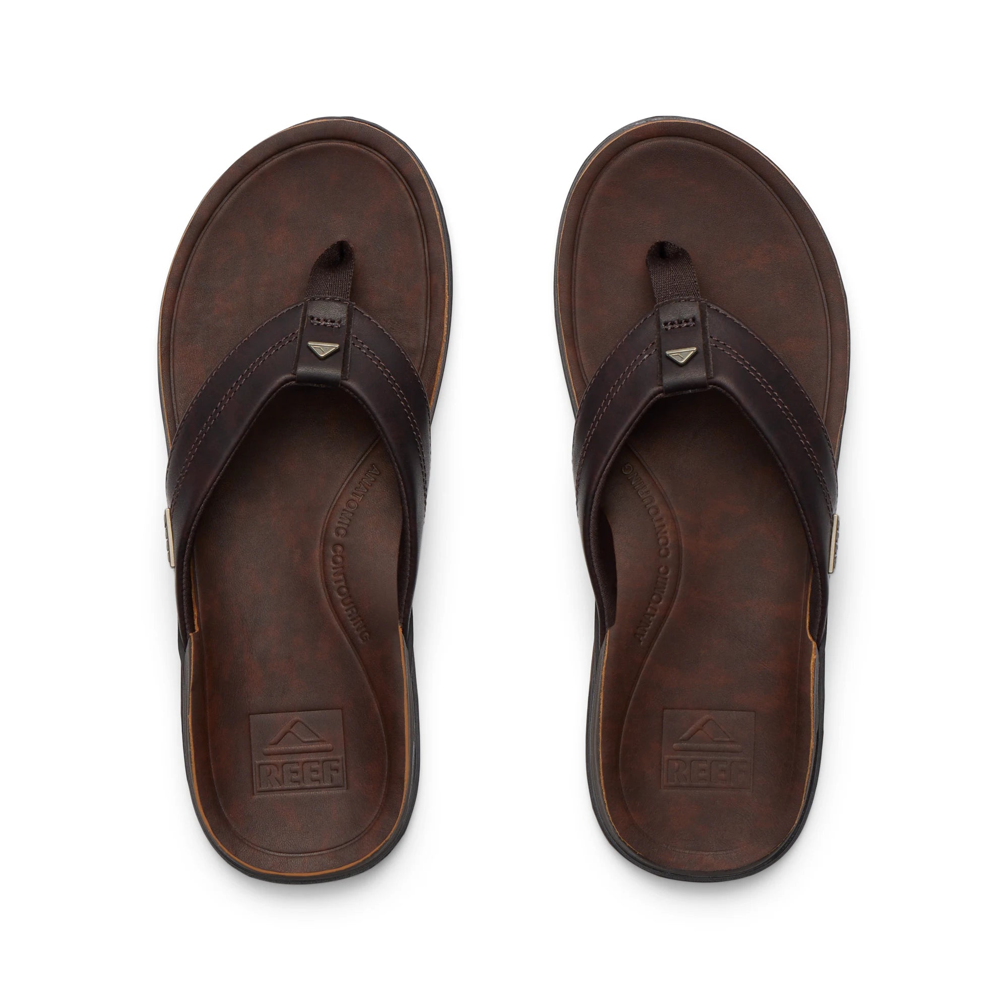 Klapki Męskie Leather Offshore, Dark Brown