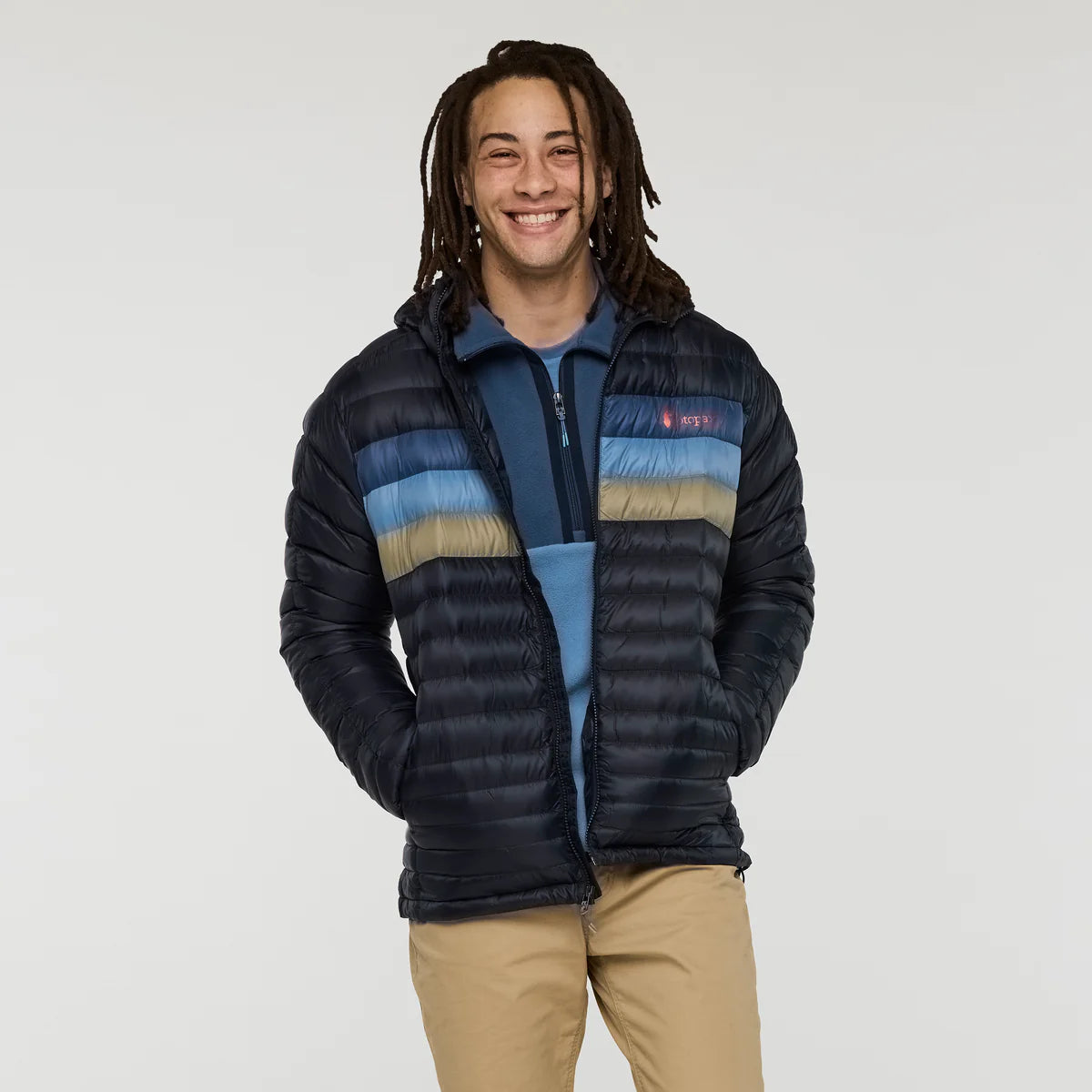 Kurtka Męska Fuego Down Hooded Jacket, Carbon Stripes