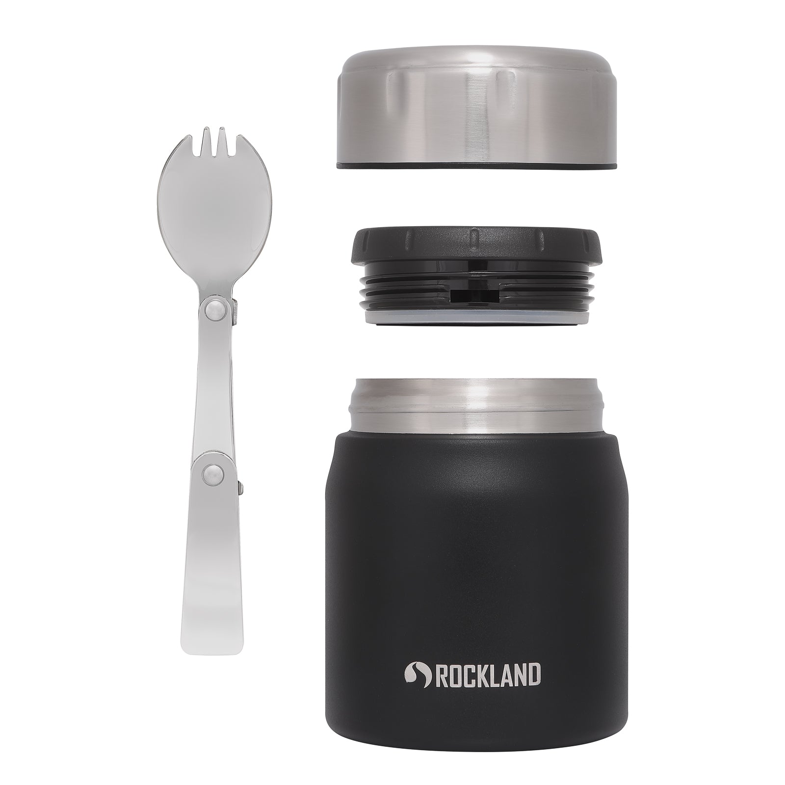 Rockland Termos obiadowy ROCKET Czarny 500 ml (spork w zakrętce + miseczka)