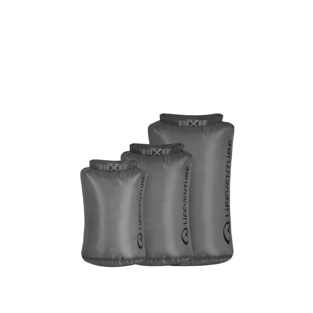 Zestaw workĂłw Lifeventure,Ultralight Dry Bag Multipack (5L, 10L, 25L), Grey