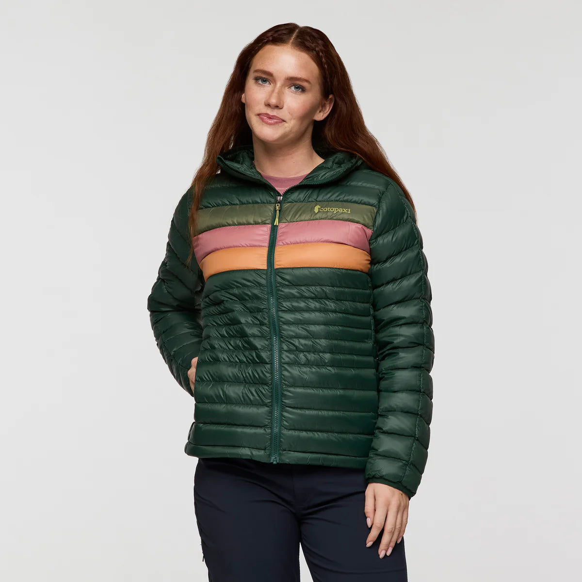 Kurtka Damska Fuego Down Hooded Jacket, Cargo Stripes