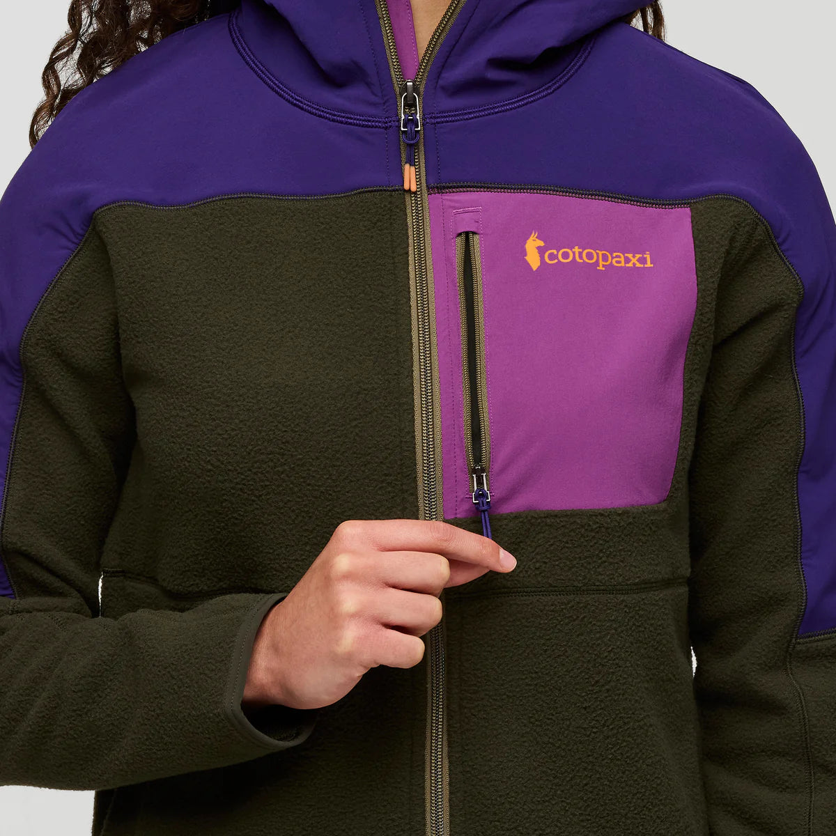 Damska Bluza Abrazo Fleece Full-Zip Jacket, Black Violet and Woods