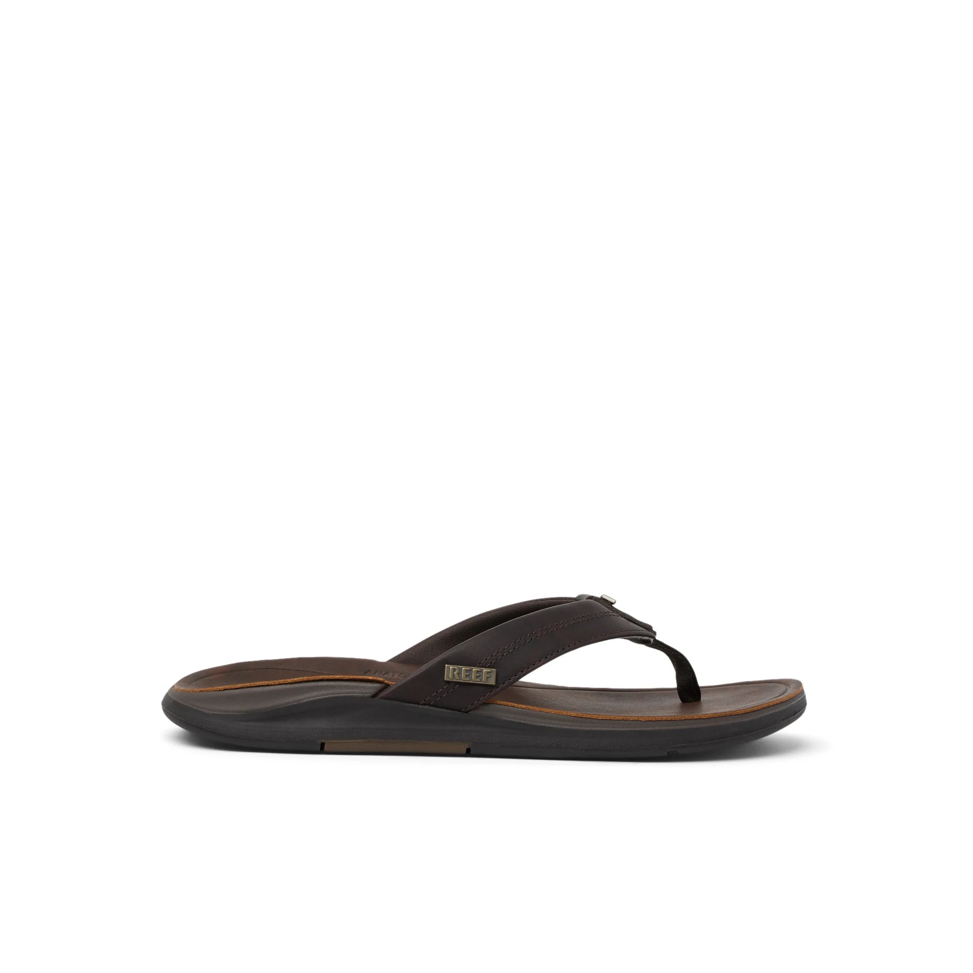 Klapki Męskie Leather Offshore, Dark Brown