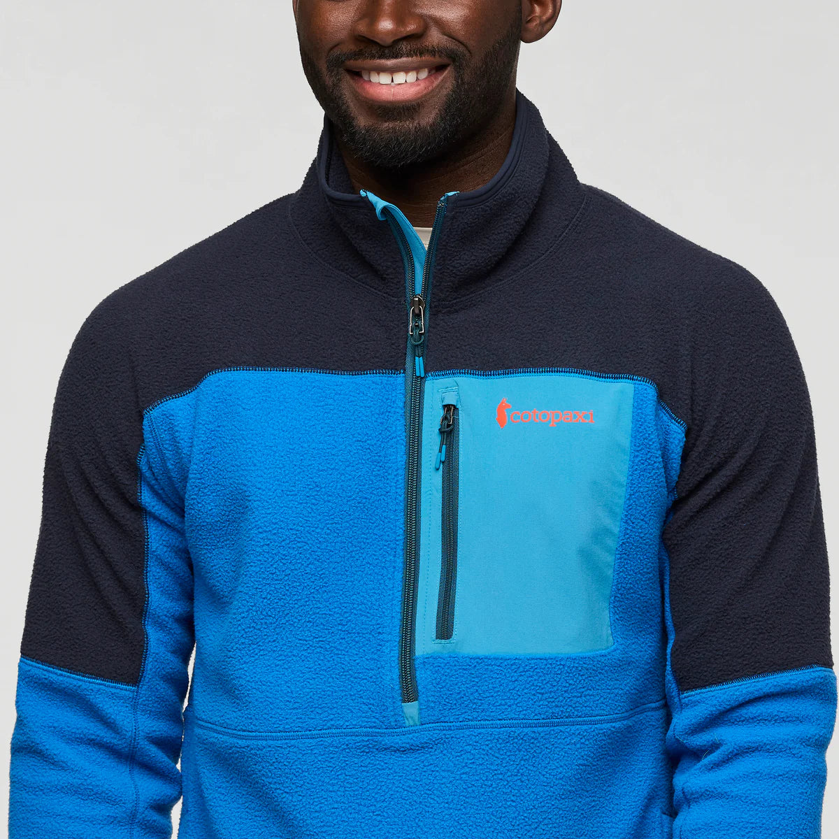 Polar Męski Abrazo Fleece Half-Zip Jacket, Carbon and Atlantic