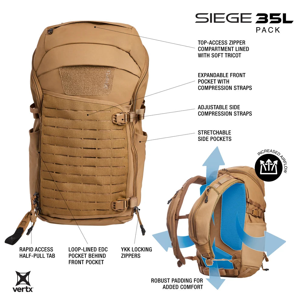 Vertx, plecak taktyczny Siege 35l Pack EDC/CCW, szary