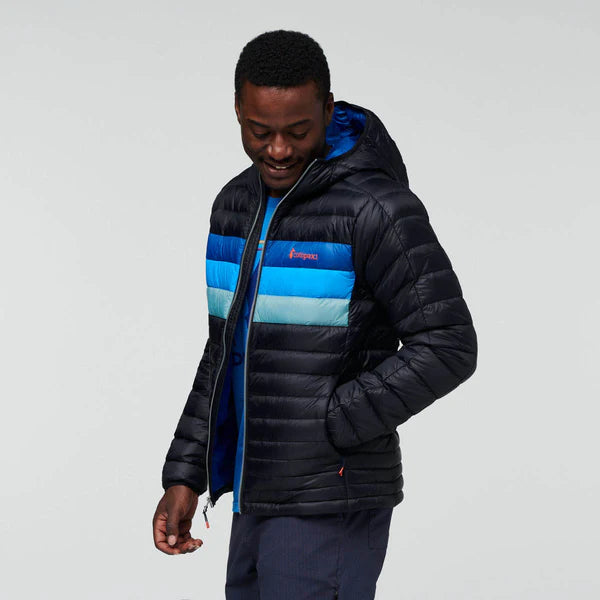 Kurtka Męska Fuego Down Hooded Jacket, Black/ Pacific Stripes