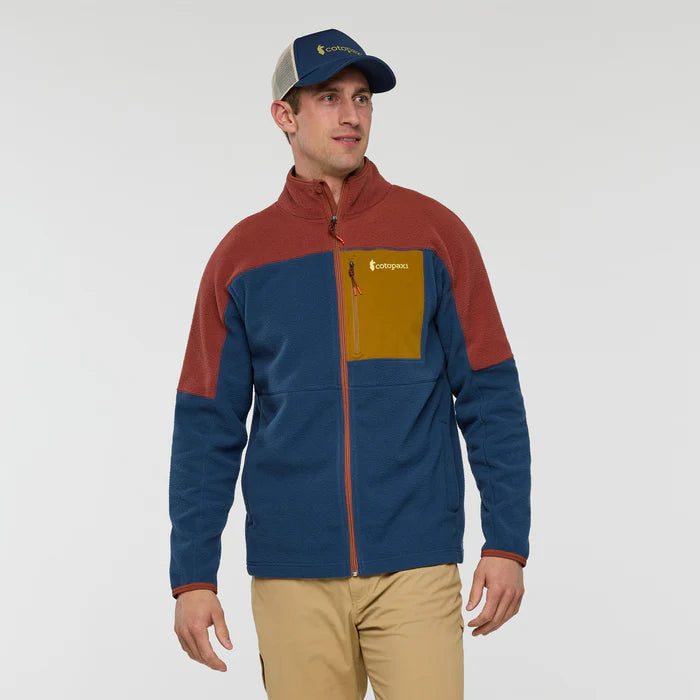 Polar Męski Abrazo Fleece Full-Zip Jacket, Nutmeg and Deep Sea
