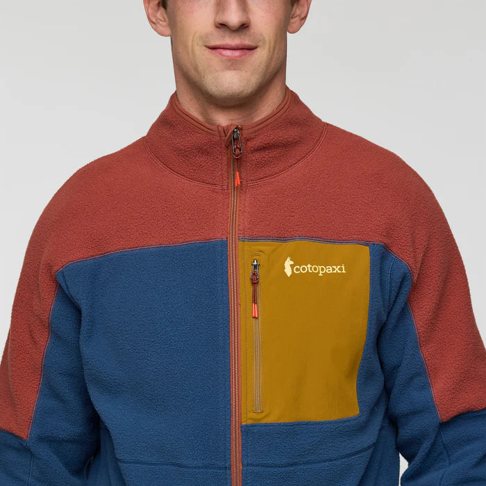 Polar Męski Abrazo Fleece Full-Zip Jacket, Nutmeg and Deep Sea