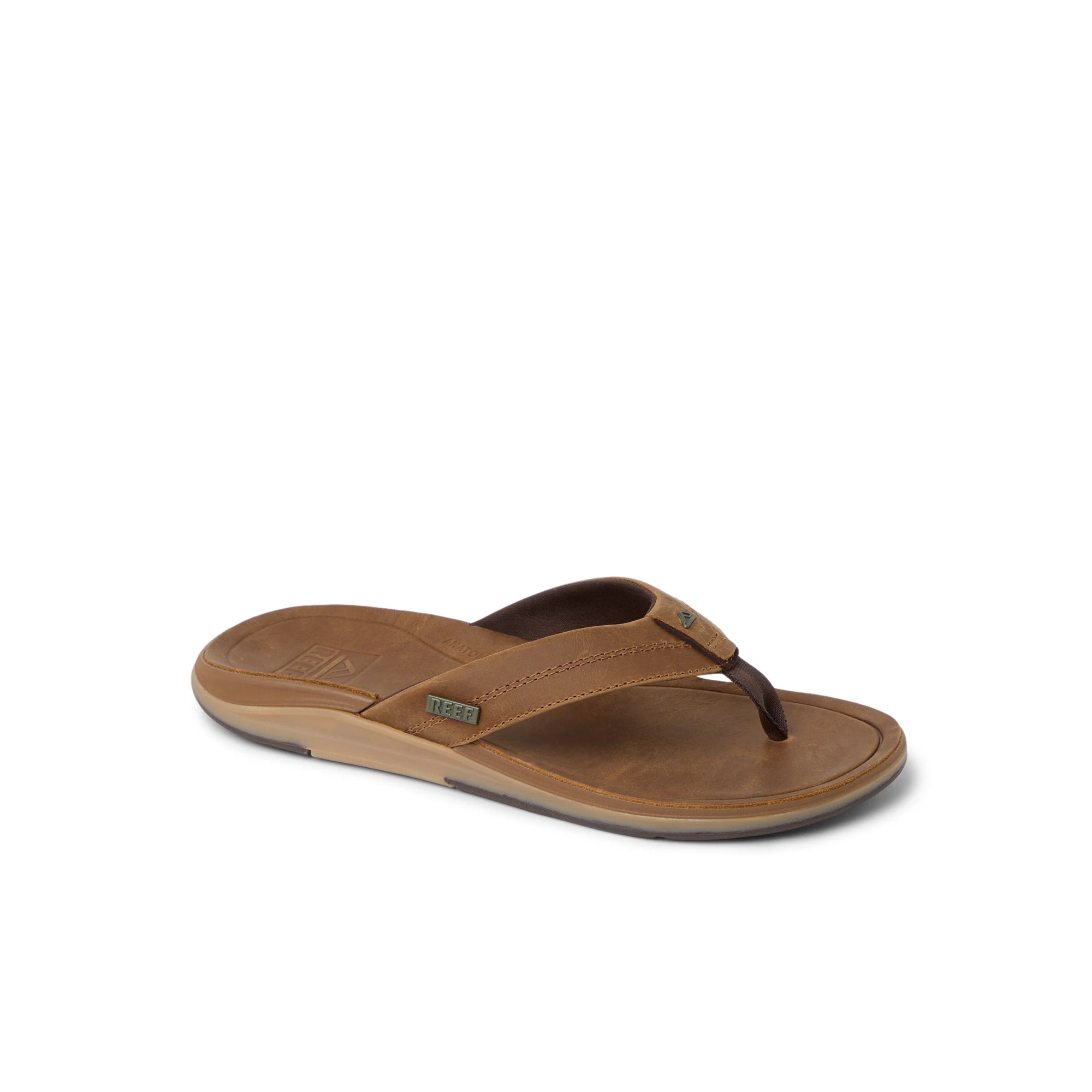 Klapki Męskie Leather Offshore, Bronze/Brown