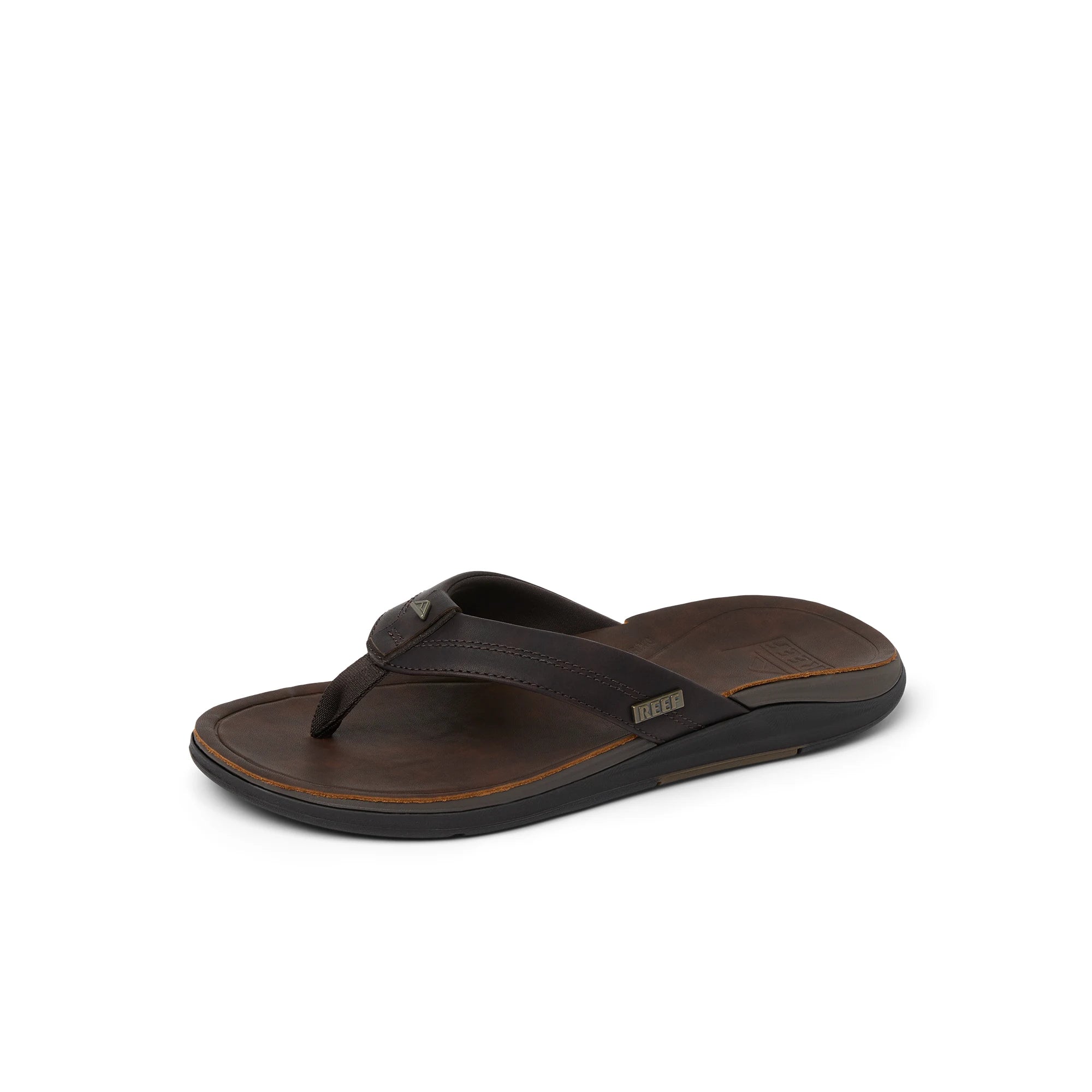 Klapki Męskie Leather Offshore, Dark Brown