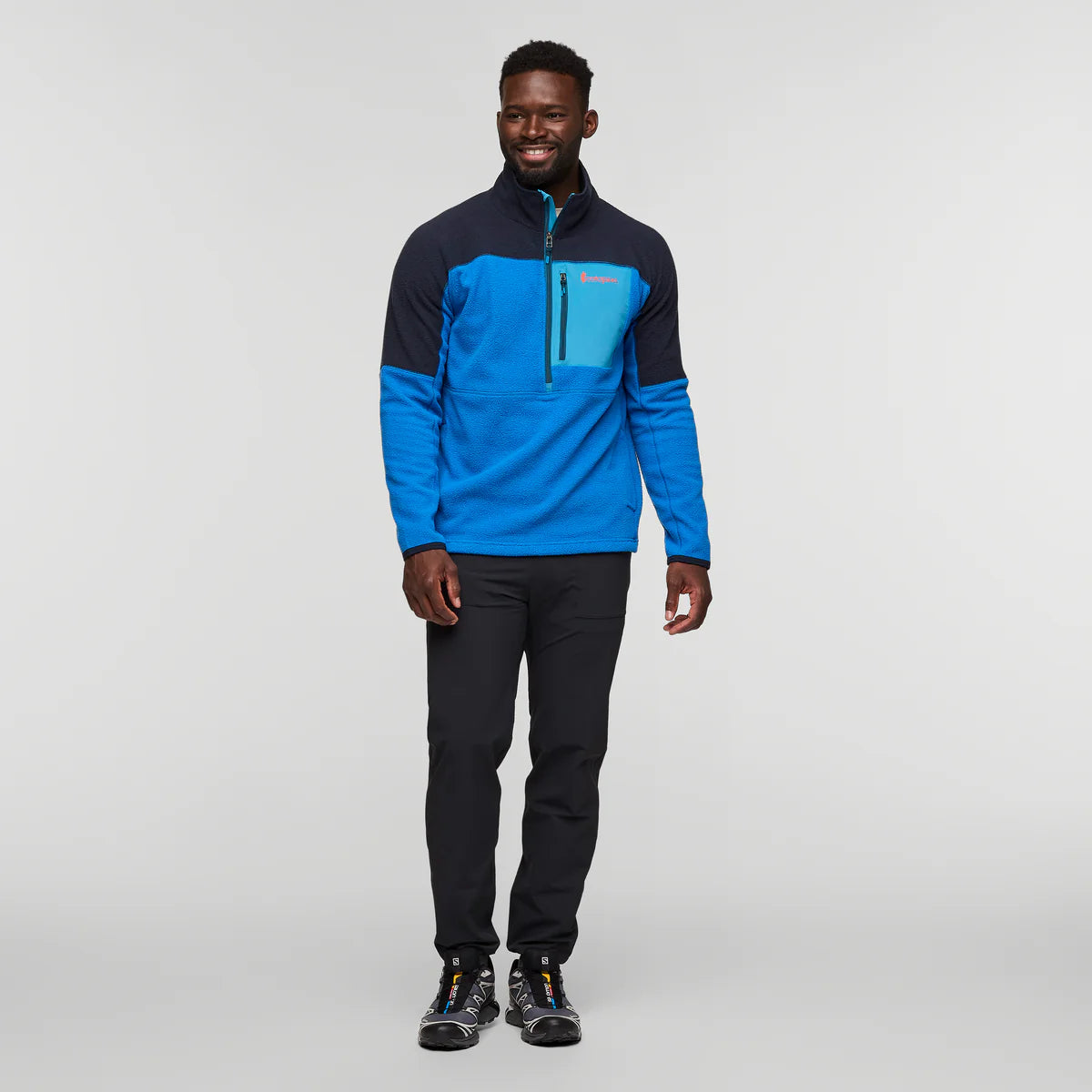 Polar Męski Abrazo Fleece Half-Zip Jacket, Carbon and Atlantic