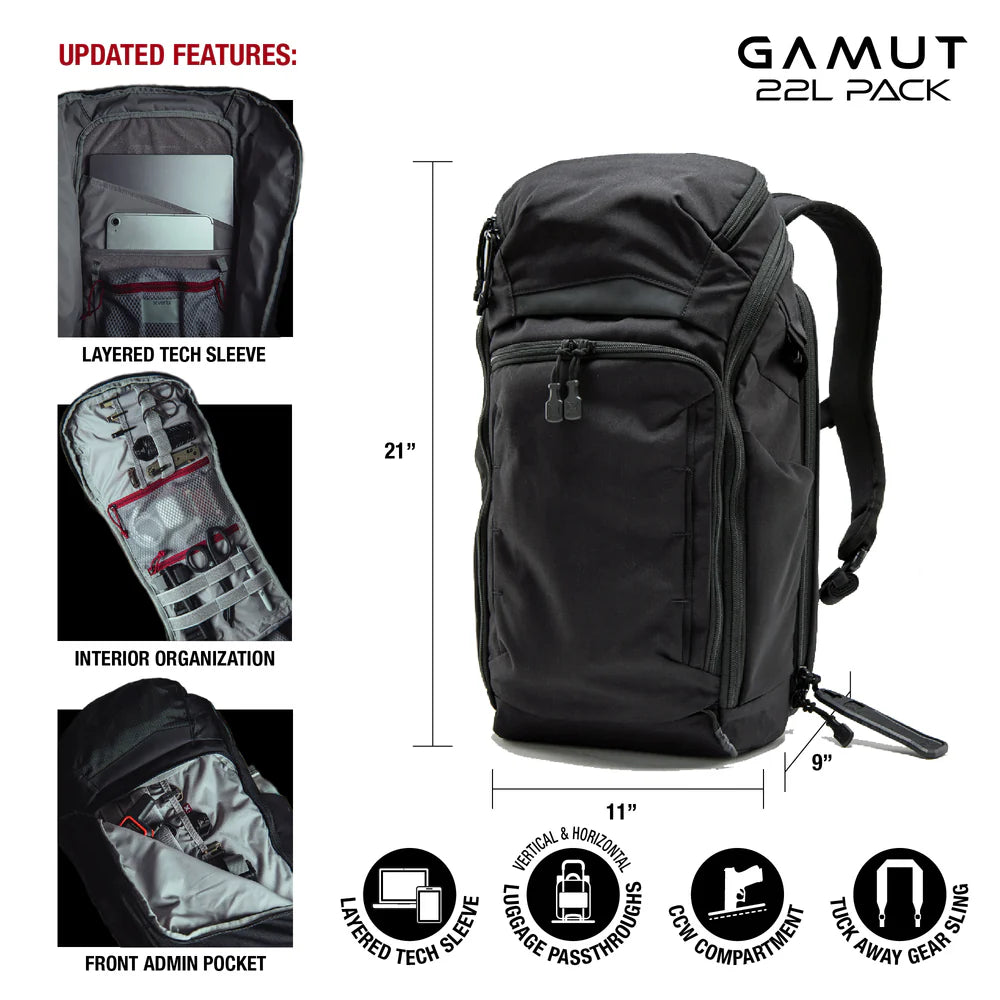 Vertx, plecak Gamut 22l EDC/CCW Long Walks Pack X ,  czarny