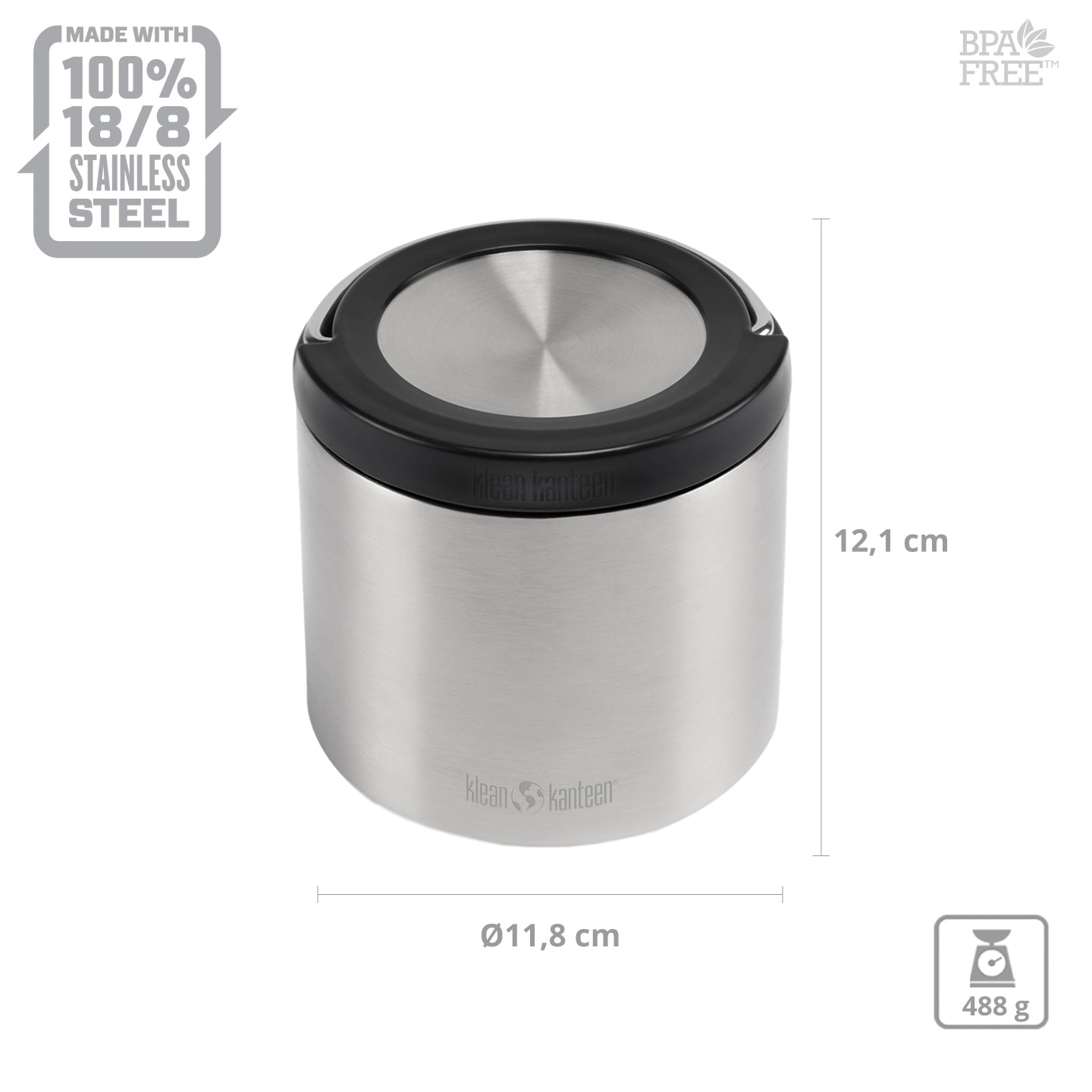 Pojeminik termiczny, Kanteen TKCanister VI, 473ml/16oz, Brushed Stainless