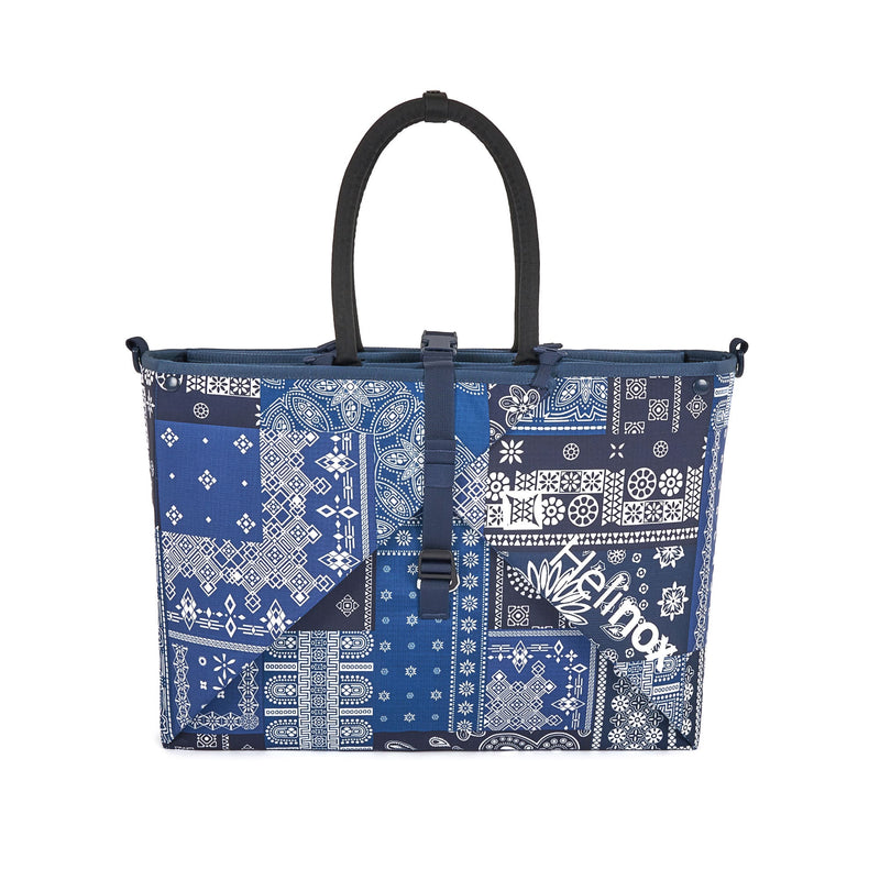 Torba Origami z funkcją maty piknikowej, Origami Tote, Blue Bandanna Quilt