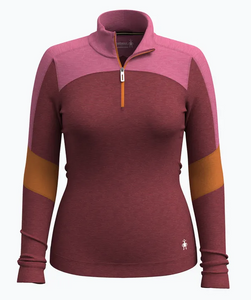 Damska Koszulka Smartwool Merino Classical Thermal Base Layer Colorblock 1/4 Zip